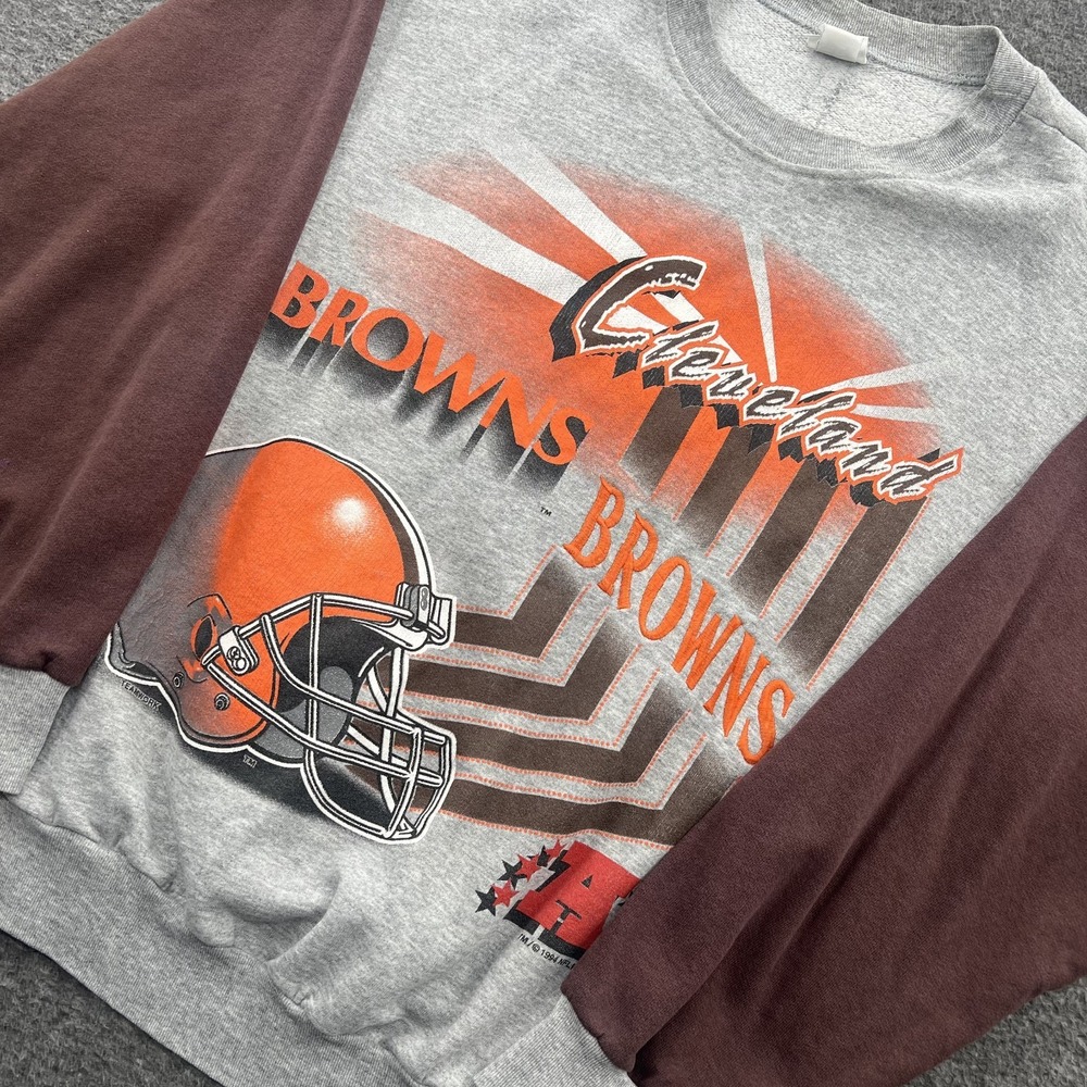 Vintage Cleveland Browns Sweatshirt Mens XL 90s Embroidered NFL MUSA Color Block
